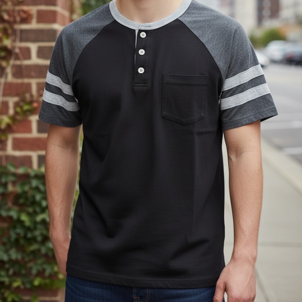 OLD NAVY•Boys Gray & Black Ringer Sleeve Top•M 8